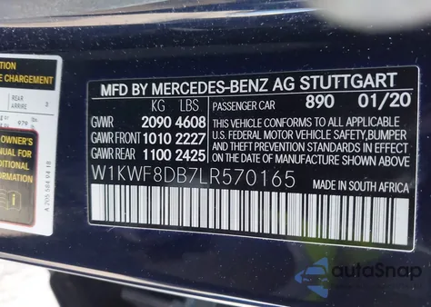 2020 Mercedes-Benz C 300 from USA, damaged, VIN W1KWF8DB7LR570165